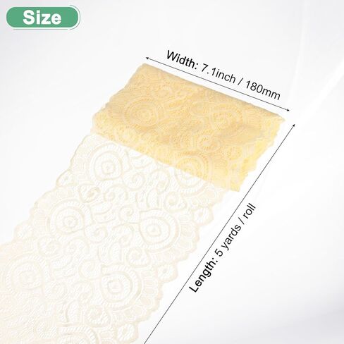 15-Yard 7.1 Inch Wide Elastic Lace Fabric, Ribbon Stretchy Trim Lace W Floral Pattern for Bridal Wedding Decorations/Garment/Dress Sewing/DIY Crafts/Gift Bouquet [White] in Kuwait