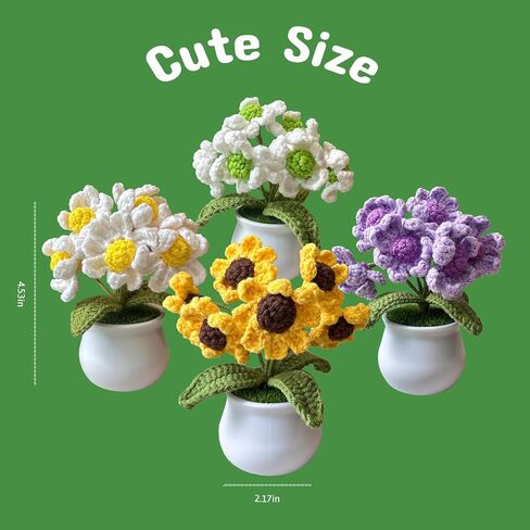Madwave Crochet Kit for Beginners, 4 Cute Crochet Daisy Flower Pot Kit for Beginners Adults & Kids with Complete DIY Set, Step-by-Step Video Tutorials, Yarn, Hook, and All Accessories Included in Saudi Arabia