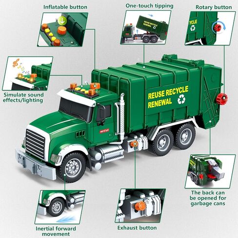Mostop Logging Truck Kids Toy for 3 4 5 6 7 8 Year Old Boys, 15’’ Farm Logging Truck with Crane and 6 Trunks, Lights, Sounds, Friction Powered Timber Transport Log Tow Truck Toy Birthday Gift in Kuwait