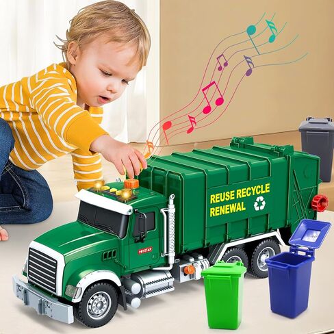 Mostop Logging Truck Kids Toy for 3 4 5 6 7 8 Year Old Boys, 15’’ Farm Logging Truck with Crane and 6 Trunks, Lights, Sounds, Friction Powered Timber Transport Log Tow Truck Toy Birthday Gift in Kuwait