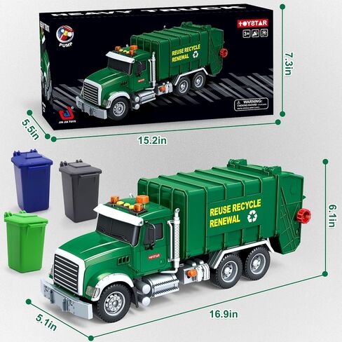 Mostop Logging Truck Kids Toy for 3 4 5 6 7 8 Year Old Boys, 15’’ Farm Logging Truck with Crane and 6 Trunks, Lights, Sounds, Friction Powered Timber Transport Log Tow Truck Toy Birthday Gift in Kuwait