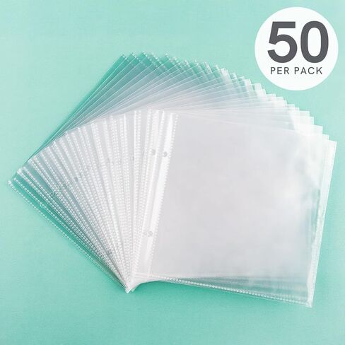 20 Pags 6" X6" Clear Plastic Binder Pockets,2 Holes 2 Pockets Per Page, can Fit More Stencils,Made Exclusively for Stencils,Die Cuts,Photos,Stamps Within Size 6x6 Storage Bills Organizer in Kuwait