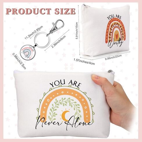 Sieral 40 Pcs Rainbow Cosmetic Bags Rainbow Keychains Set Inspirational Canvas Cosmetic Bags Bulk You are Amazing Makeup Bag Motivational Keychains for Women Teacher Students Coworker Thank You Gift in Saudi Arabia