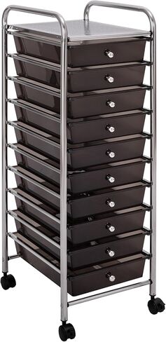 Seville Classics Rolling Utility Organizer Storage Cart ، للمكتب المنزلي ، المدرسة ، الفصل الدراسي ، سجل القصاصات ، هواية ، حرفة ، 15 درجًا ، أسود in Kuwait