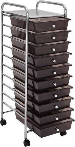 Seville Classics Rolling Utility Organizer Storage Cart ، للمكتب المنزلي ، المدرسة ، الفصل الدراسي ، سجل القصاصات ، هواية ، حرفة ، 15 درجًا ، أسود in Kuwait
