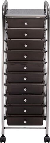 Seville Classics Rolling Utility Organizer Storage Cart ، للمكتب المنزلي ، المدرسة ، الفصل الدراسي ، سجل القصاصات ، هواية ، حرفة ، 15 درجًا ، أسود in Kuwait