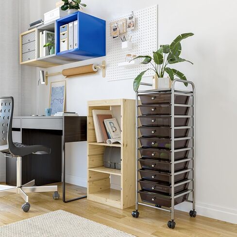 Seville Classics Rolling Utility Organizer Storage Cart ، للمكتب المنزلي ، المدرسة ، الفصل الدراسي ، سجل القصاصات ، هواية ، حرفة ، 15 درجًا ، أسود in Kuwait