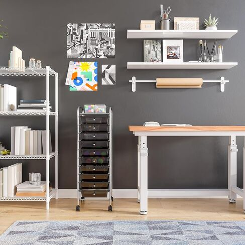 Seville Classics Rolling Utility Organizer Storage Cart ، للمكتب المنزلي ، المدرسة ، الفصل الدراسي ، سجل القصاصات ، هواية ، حرفة ، 15 درجًا ، أسود in Kuwait