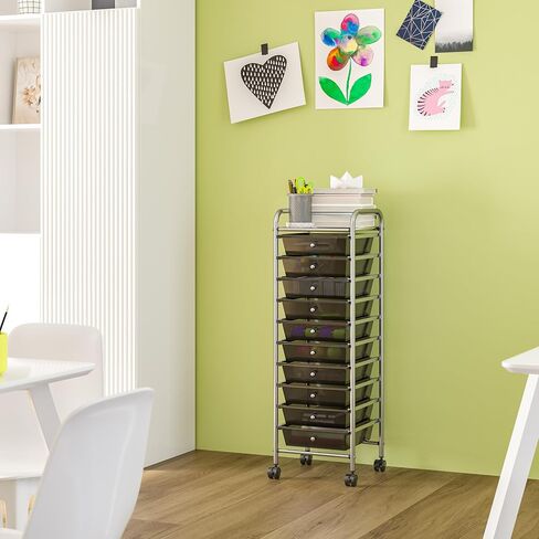 Seville Classics Rolling Utility Organizer Storage Cart ، للمكتب المنزلي ، المدرسة ، الفصل الدراسي ، سجل القصاصات ، هواية ، حرفة ، 15 درجًا ، أسود in Kuwait