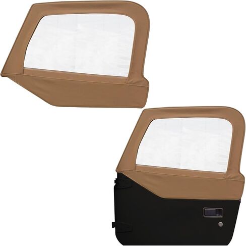 Jeep Half Doors for 1997 to 2006 Jeep Wrangler TJ - Black, Sailcloth Vinyl - 2 Door Skins with Plastic Clear Windows - Factory OEM Precision Fit Replacement - Upper Door Skin (Set of 2) in Saudi Arabia