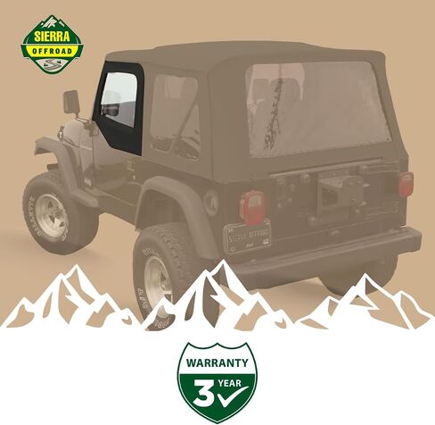 Jeep Half Doors for 1997 to 2006 Jeep Wrangler TJ - Black, Sailcloth Vinyl - 2 Door Skins with Plastic Clear Windows - Factory OEM Precision Fit Replacement - Upper Door Skin (Set of 2) in Saudi Arabia