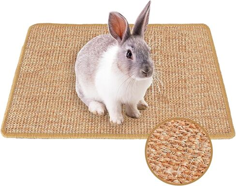 Rabbit Scratching Pad, 16 x 12 Inch Natural Sisal Bunny Scratch Mat Scratcher Mats Claws and Teeth Care for Biting Sleeping Nesting Small Animal Bedding Chew Toys Bed Play Toy (Brown, 1Pc) in Saudi Arabia