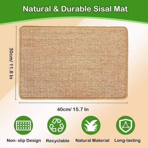 Rabbit Scratching Pad, 16 x 12 Inch Natural Sisal Bunny Scratch Mat Scratcher Mats Claws and Teeth Care for Biting Sleeping Nesting Small Animal Bedding Chew Toys Bed Play Toy (Brown, 1Pc) in Saudi Arabia