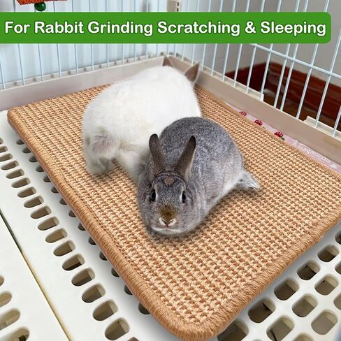 Rabbit Scratching Pad, 16 x 12 Inch Natural Sisal Bunny Scratch Mat Scratcher Mats Claws and Teeth Care for Biting Sleeping Nesting Small Animal Bedding Chew Toys Bed Play Toy (Brown, 1Pc) in Saudi Arabia