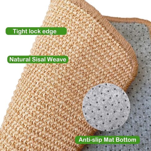 Rabbit Scratching Pad, 16 x 12 Inch Natural Sisal Bunny Scratch Mat Scratcher Mats Claws and Teeth Care for Biting Sleeping Nesting Small Animal Bedding Chew Toys Bed Play Toy (Brown, 1Pc) in Saudi Arabia