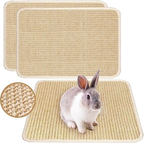 Rabbit Scratching Pad, 16 x 12 Inch Natural Sisal Bunny Scratch Mat Scratcher Mats Claws and Teeth Care for Biting Sleeping Nesting Small Animal Bedding Chew Toys Bed Play Toy (Brown, 1Pc) in Saudi Arabia