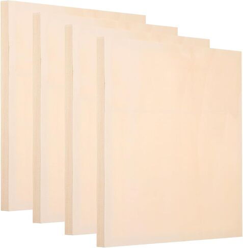 PATIKIL 8 x 6 Inch Wood Panel Board, 4 Pack Unfinished Wooden Canvas Boards Square Blank Deep Cradle Board for Painting Pouring DIY Art Use with Oils Acrylics in Kuwait