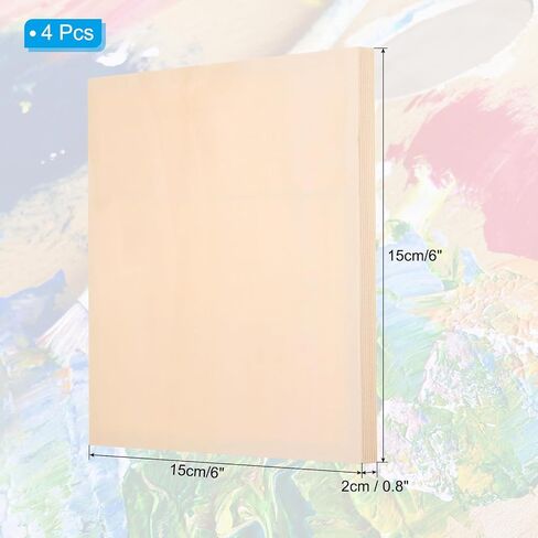 PATIKIL 8 x 6 Inch Wood Panel Board, 4 Pack Unfinished Wooden Canvas Boards Square Blank Deep Cradle Board for Painting Pouring DIY Art Use with Oils Acrylics in Kuwait