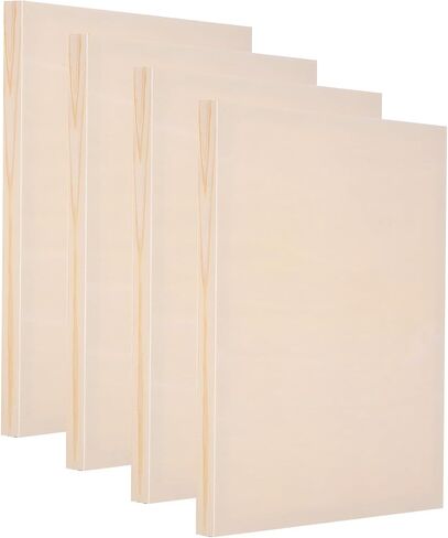 PATIKIL 8 x 6 Inch Wood Panel Board, 4 Pack Unfinished Wooden Canvas Boards Square Blank Deep Cradle Board for Painting Pouring DIY Art Use with Oils Acrylics in Kuwait