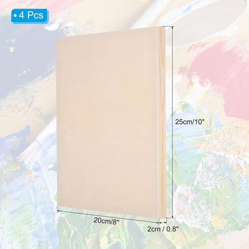 PATIKIL 8 x 6 Inch Wood Panel Board, 4 Pack Unfinished Wooden Canvas Boards Square Blank Deep Cradle Board for Painting Pouring DIY Art Use with Oils Acrylics in Kuwait