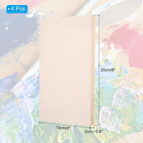 PATIKIL 8 x 6 Inch Wood Panel Board, 4 Pack Unfinished Wooden Canvas Boards Square Blank Deep Cradle Board for Painting Pouring DIY Art Use with Oils Acrylics in Kuwait