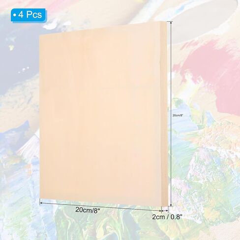 PATIKIL 8 x 6 Inch Wood Panel Board, 4 Pack Unfinished Wooden Canvas Boards Square Blank Deep Cradle Board for Painting Pouring DIY Art Use with Oils Acrylics in Kuwait