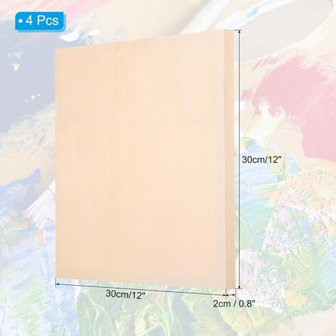 PATIKIL 8 x 6 Inch Wood Panel Board, 4 Pack Unfinished Wooden Canvas Boards Square Blank Deep Cradle Board for Painting Pouring DIY Art Use with Oils Acrylics in Kuwait