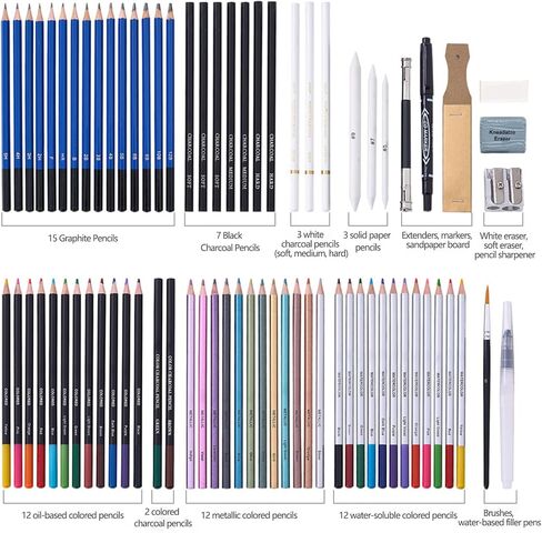 Onvavient 48-Color Colored Pencils, Drawing Pencils Sketching Kit Color Pencil Set for Beginners Kids Adults Sketching Shading Blending Crafting in Saudi Arabia