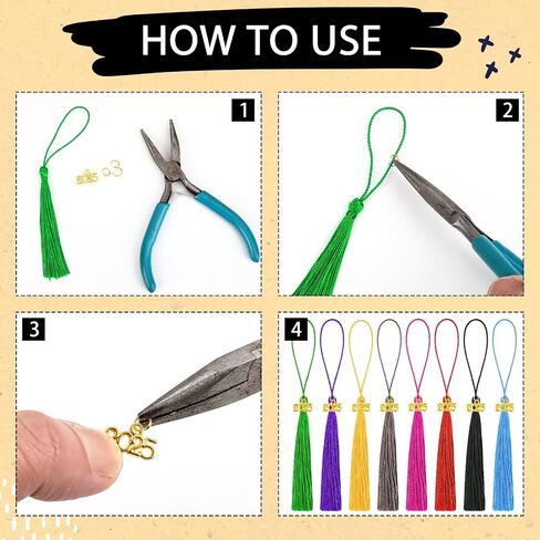JULMELON Graduation Tassels, 50Pcs Mini Graduation Tassels with 50Pcs 2025 Year Charms for 2025 Keychain Making, Bookmark for DIY Crafts Ornaments Project, Gold in Saudi Arabia