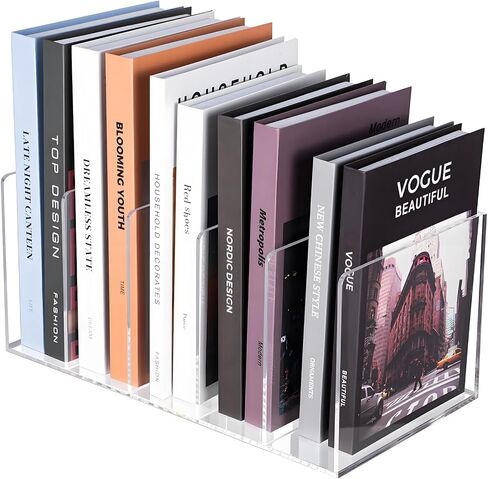 Clear Acrylic Magazine File Holder with 3 Vertical Compartments Desk Organizer Book Rack for Home Office Desk Sorter Paper Folder Stand Bookshelf Accessories Storage in Saudi Arabia