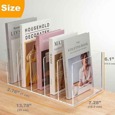 Clear Acrylic Magazine File Holder with 3 Vertical Compartments Desk Organizer Book Rack for Home Office Desk Sorter Paper Folder Stand Bookshelf Accessories Storage in Saudi Arabia