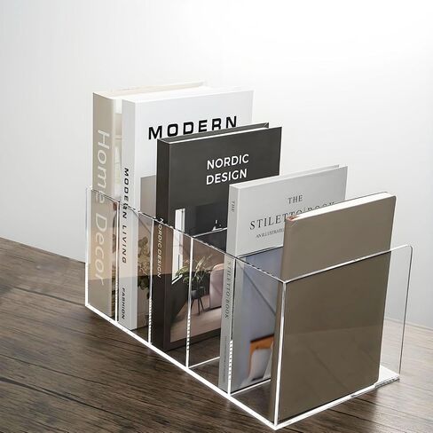 Clear Acrylic Magazine File Holder with 3 Vertical Compartments Desk Organizer Book Rack for Home Office Desk Sorter Paper Folder Stand Bookshelf Accessories Storage in Saudi Arabia