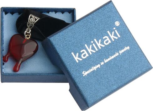 3/4" Black Velvet Ribbon Blood Red Heart Charm Vampire Costume Choker Necklace for Halloween Holiday in Saudi Arabia