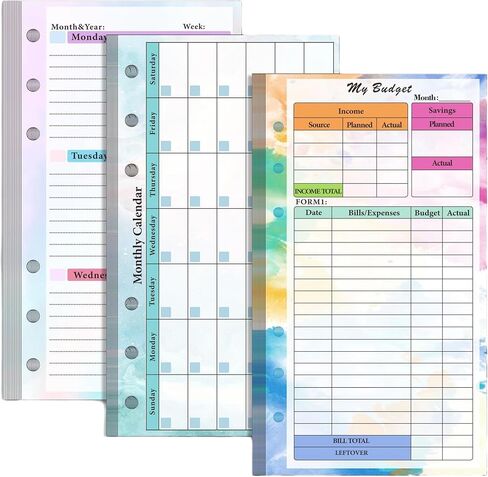 Monthly Weekly Planner Refills Budget Paper Kit for A6 Binder Cover, 6 Ring Planner Accessory for Budget Planner Binder Cover, Money Binder Organizer for Cash (Greenery) in Kuwait