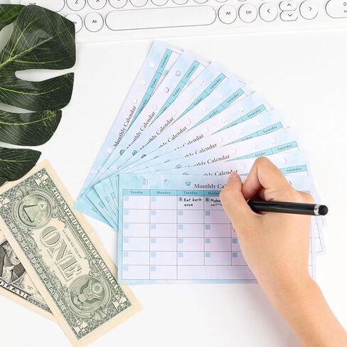 Monthly Weekly Planner Refills Budget Paper Kit for A6 Binder Cover, 6 Ring Planner Accessory for Budget Planner Binder Cover, Money Binder Organizer for Cash (Greenery) in Kuwait