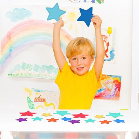 Geyee 108 Pcs Star Cutouts Bulletin Board Stars Classroom Cutouts Decorations 3.5 Inch Colorful Paper Star Shaped Die Cut for Teachers Kids DIY Craft School Chalkboard Wall Decor in Kuwait