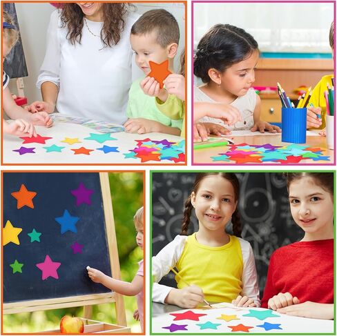Geyee 108 Pcs Star Cutouts Bulletin Board Stars Classroom Cutouts Decorations 3.5 Inch Colorful Paper Star Shaped Die Cut for Teachers Kids DIY Craft School Chalkboard Wall Decor in Kuwait