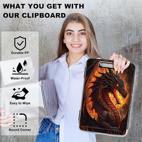 Flame Dragon A4 Clipboard with Storage Pen Holder, Clipboards Organizer Nursing Clipboard Foldable File Folder Plastic Clipboard Folio Clip Board for Office Students Classroom Doctor in Saudi Arabia