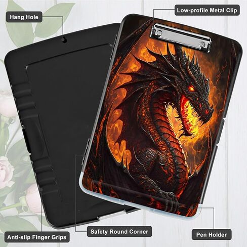 Flame Dragon A4 Clipboard with Storage Pen Holder, Clipboards Organizer Nursing Clipboard Foldable File Folder Plastic Clipboard Folio Clip Board for Office Students Classroom Doctor in Saudi Arabia