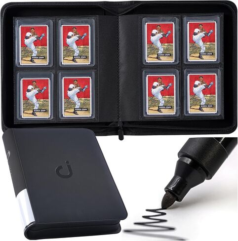 Toploader Binder, Holds 128 Top Loaders - 4 Pocket Top Loader Binder for 3" x 4" Rigid Card Holders for Trading Cards or Sports Cards, Model A - Classic Black in Saudi Arabia