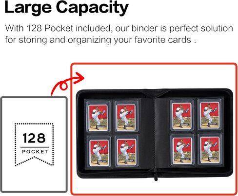 Toploader Binder, Holds 128 Top Loaders - 4 Pocket Top Loader Binder for 3" x 4" Rigid Card Holders for Trading Cards or Sports Cards, Model A - Classic Black in Saudi Arabia