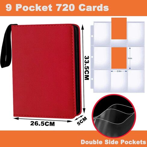 Card Binder 9 Pocket Precium Zipper Card Card Album 720 Cards Bolders for MTG TCG Sports Cards Binder (Black) in Kuwait