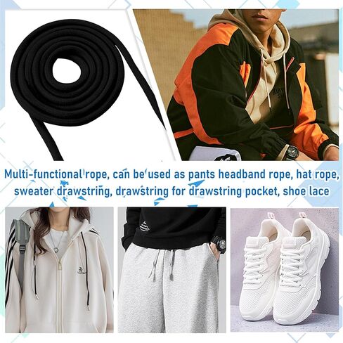 EKIND 1PCS 51 Inch Long Universal Drawstring Cords Replacement, Suitable for Sweatpants,Shorts,Hoodie String, Simple and Durable (White Cord, Round Metal Head) in Kuwait