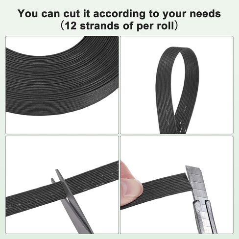 M METERXITY Paper Weaving Cane 12-Ply, 10.9 Yards x 0.47 Inch Paper Rattan Weaving Cane Material for DIY Crafts Making/Home Decoration, Basket Weaving Supplies [Black] in Kuwait