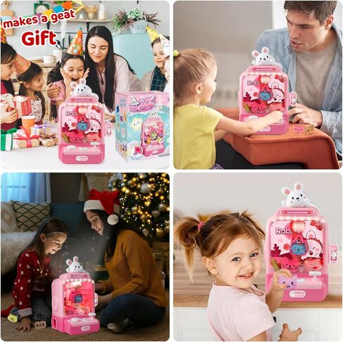 Claw Machine for Kids,Mini Vending Machines Candy Grabber Prize Dispenser Toys for Girls,Electronic Arcade Claw Game Machine for Party Birthday with Lights Sound & 20 Plush Toys in Saudi Arabia