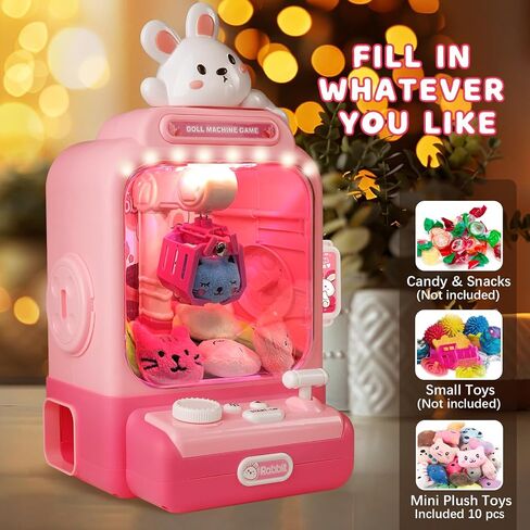 Claw Machine for Kids,Mini Vending Machines Candy Grabber Prize Dispenser Toys for Girls,Electronic Arcade Claw Game Machine for Party Birthday with Lights Sound & 20 Plush Toys in Saudi Arabia