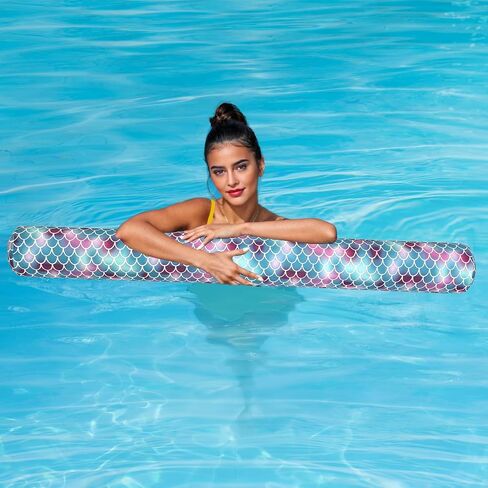 2 Pack Inflatable Pool Noodle Floats, 54″ Large Swim Pool Noodles for Floating, Soft Fabric Covered Swimming Noodles Toys for Adults Pool Accessories, Premium Buoyancy for Swimming Floating in Kuwait