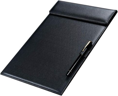 WELLYUK PU Leather Clipboard, A6 File Clip Document Organizer Writing Pad Office Business Card Holder, Magnetic Conference Pad with Pen Holder, 4.7" X 7.5" Black in Kuwait