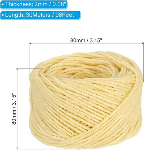 PATIKIL 98ft Beeswax Candle Wick, 80mm Candle Wicks Well Coated with Natural Beeswax for Candle Making Wick Lighter, Light Beige 2mm in Kuwait