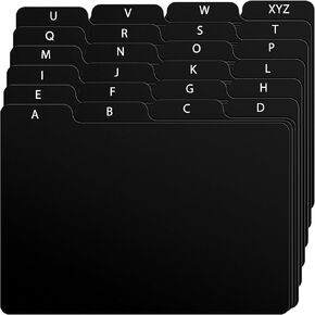 4x6 Index Card Alphabet Tab Dividers 24 pcs (Black)
